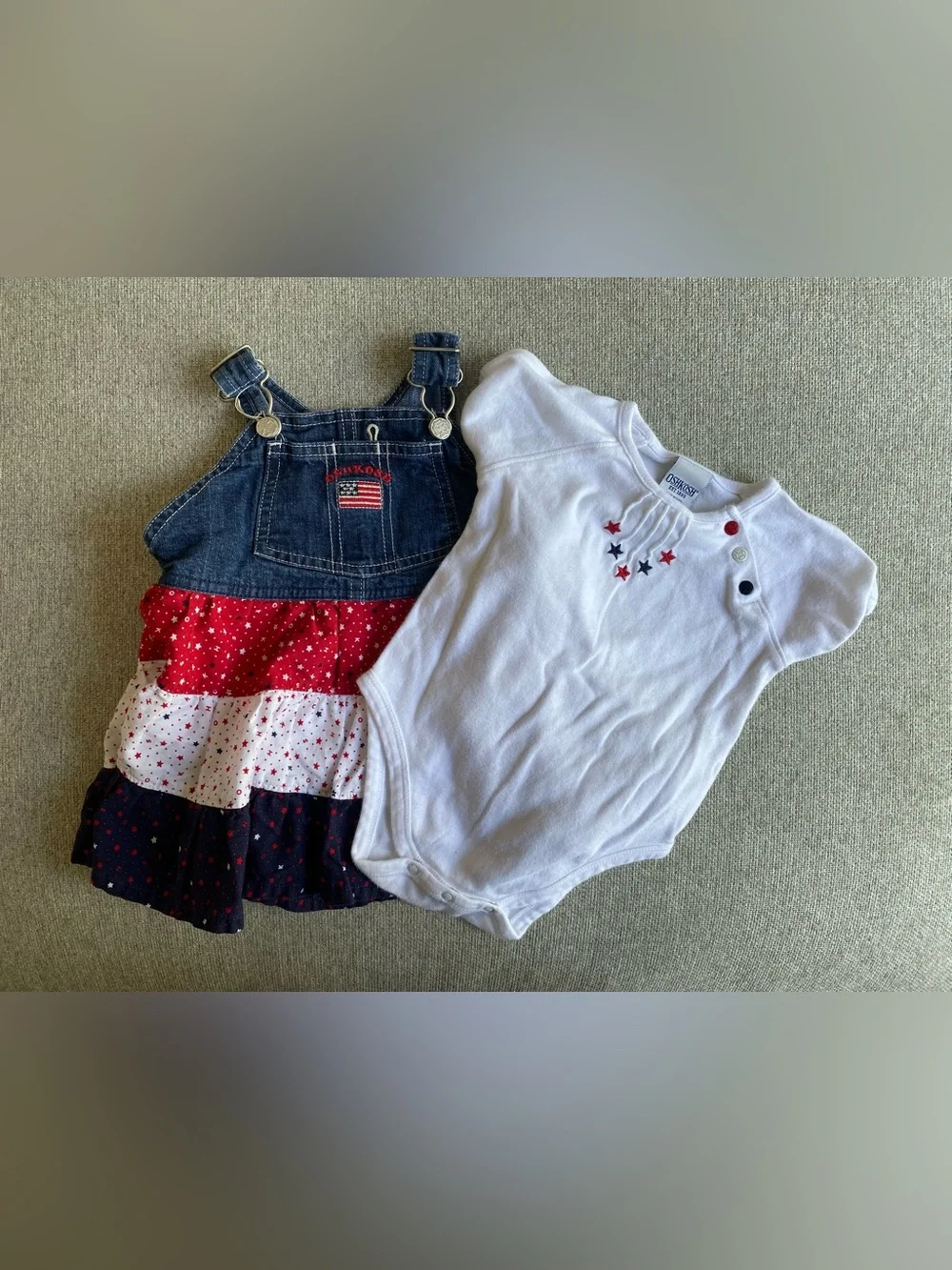 Vintage Fourth of July OshKosh B'gosh Denim Dress & Bodysuit Set